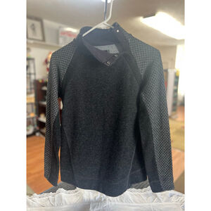 prAna Charcoal Gray Crew Neck Sweater Buttoned Neck Womens Size XS EUC